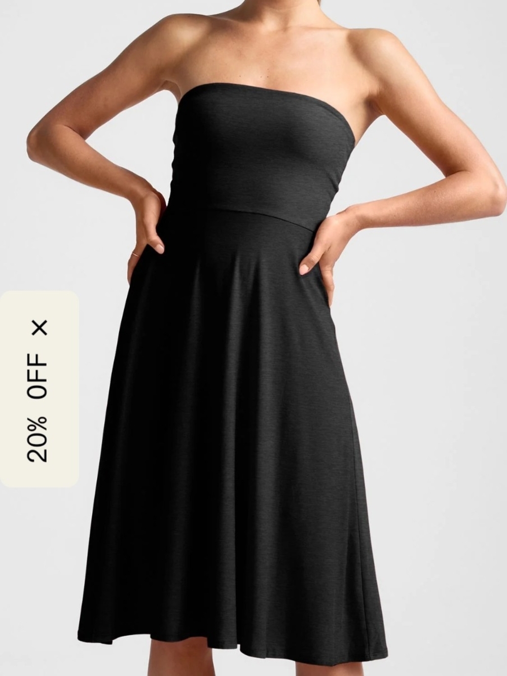 OGL Strapless Black Midi Dress - Classic Black